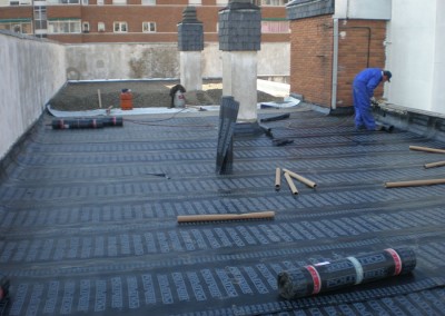 impermeabilización con grava de tejado en comunidad de vecinos Valladolid